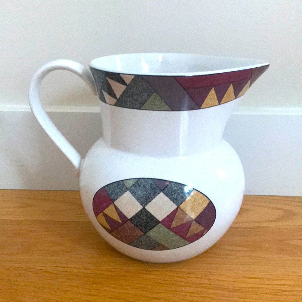 Vintage Studio Nova / Nancy Green geometric print ceramic pottery pitcher / jug